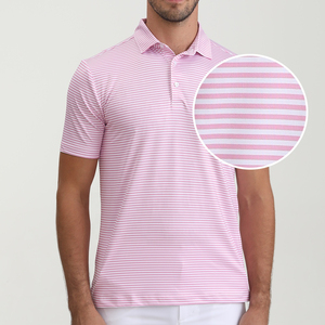 Venta al por mayor de camisas de hombre con logotipo personalizado estiramiento sublimación que absorbe la humedad rayas para hombre Polo de golf poliéster Spandex - Product Image 4