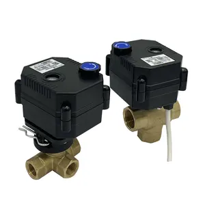 12v 24v 220v 3 way electric actuator mixing diverting motorized ball valve for water air flow control solar heater