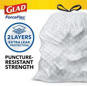 Bolsas de Basura Glad ForceFlex Altas para Cocina, con Cordón, 13 Galones, Sin Fragancia, 110 Unidades (El Paquete Puede Variar), (Paquete de 3) - Product Image 6