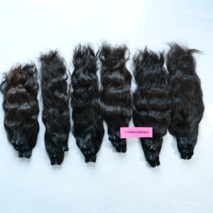 Vente en gros 100% Extensions de cheveux humains non traités au temple indien brut à vagues profondes en vrac alignées sur les cuticules Traitement chimique ondulé en soie - Product Image 1