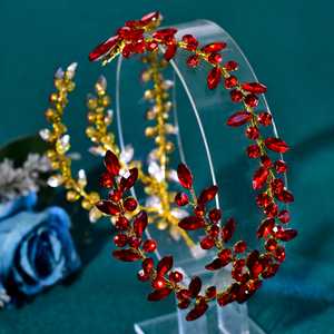 Diadema Bridella BHP599 con Pedrería Roja, Perlas, Flores de Cristal, Ajuste Cómodo y Seguro, para Bodas, Eventos Formales, Vida Diaria, Elegante - Product Image 2