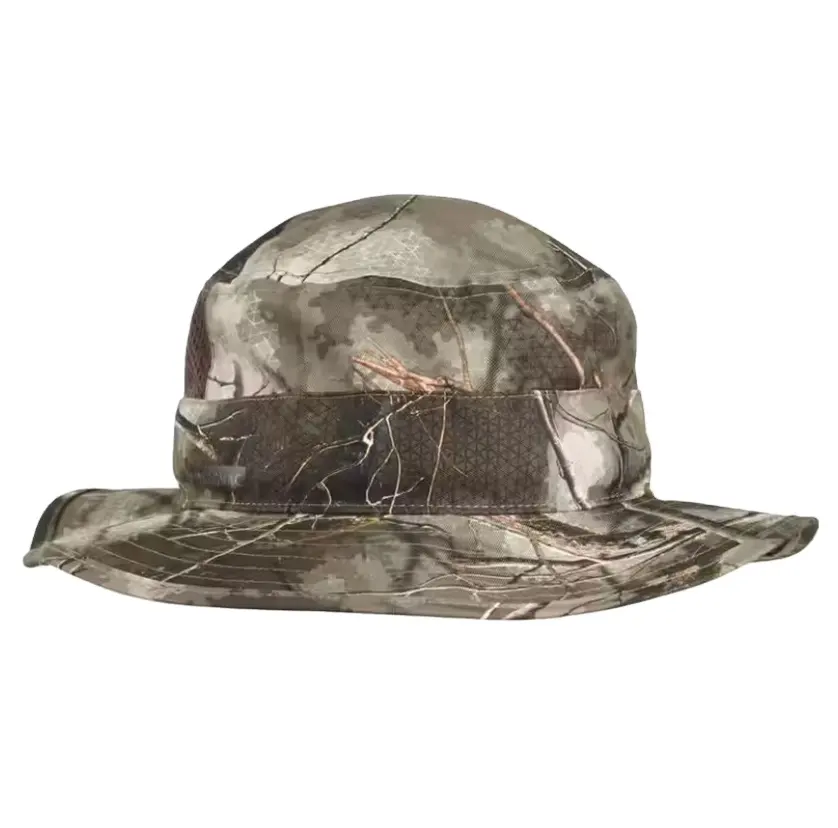 Rahat ve hafif üst büyük satış avcılık şapka özel nakış logosu Realtree Camo süblimasyon baskılı Bowler avcılık