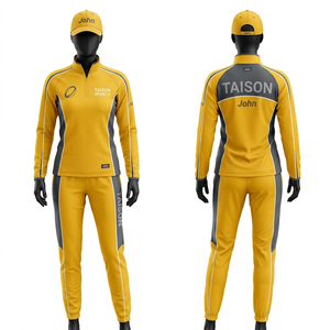 Survêtement d'entraînement de rugby pour femmes, tissu polyester interlock 280 GSM, design jaune et gris, impression par sublimation personnalisée du logo - Product Image 1