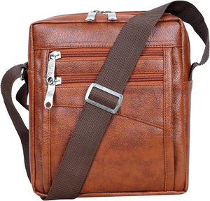 Bolso bandolera de cuero genuino para hombre, diseño elegante, informal, de negocios, con cierre de cremallera, bandolera cruzada - Product Image 1