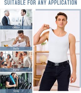 2 Packs de chemise de compression pour hommes Body Shaper Slimming Shirt Tank Top Shapewear Tummy Control Vest - Product Image 3