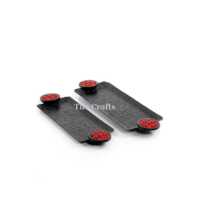 Ensemble de plateau de dattes de chocolats de couleur noire de fer de deux plateaux de service de dessert de forme rectangulaire pour l'utilisation de restaurant - Product Image 1