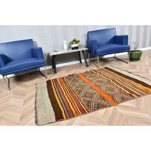Tapis turc 3,9 x 5,1 pieds, tapis d'appoint vintage, tapis à bordure marron - Product Image 2