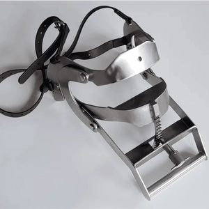 Outil dentaire vétérinaire équin : Spéculum buccal complet Conrad en acier inoxydable avec sangles en cuir pour chevaux - Product Image 4