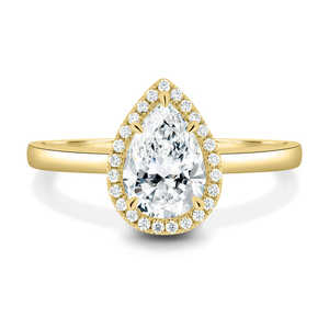 Bagues de fiançailles en or massif 18 carats, bagues de mariage de luxe faites à la main en laboratoire, taille poire, diamant cultivé, cadeau pour elle - Product Image 1