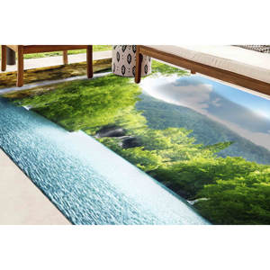 Alfombra con Diseño de Cascada y Bosque: Decoración de Sala de Estar con Paisaje Natural, Alfombra Suave con Pelo Largo - Product Image 3