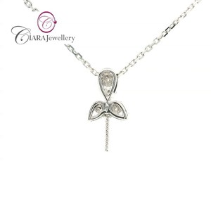 COLGANTE CLÁSICO DE 18K AU750 ORO BLANCO SOILD REAL NATURAL DIAMANTE PERLA ENCUADRO - Product Image 3