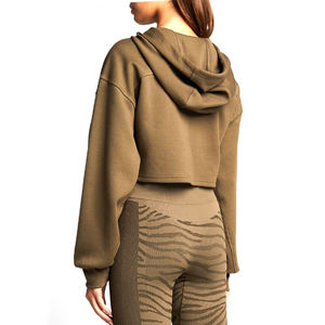 Venta al por mayor de manga larga Sudadera con capucha Señora Mujeres Crop Top Pullover Sudaderas con capucha cortas para las mujeres - Product Image 5