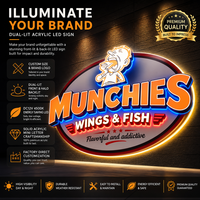 Enseigne lumineuse LED personnalisée en acrylique à double éclairage avec plaque de base 4500K, enseignes de logo électroniques rétroéclairées pour intérieur