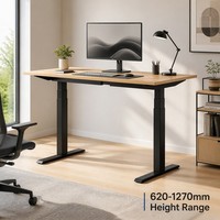 Escritorio Eléctrico de Altura Ajustable de 3 Etapas con Motor Dual Oculto y Estable, Escritorio Ergonómico para Trabajar de Pie o Sentado