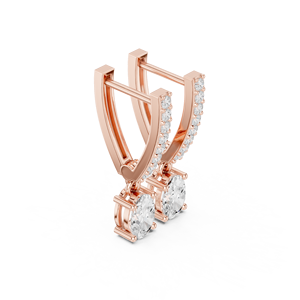 18K <b>Silver</b> Eternity Band with Round CZs Diamond <b>Earrings</b> - Product Image 4