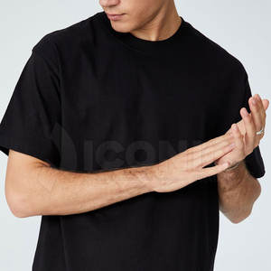 100% algodón de bambú grueso Casual hombres camiseta de alta calidad en relieve logotipo personalizado algodón liso embriodry cómodo suave hombres - Product Image 5