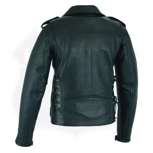 VESTE EN CUIR VÉRITABLE POUR HOMME EN CUIR DE VACHE PREMIUM MOTOCYCLE TOP BIKER NOIR - Product Image 3
