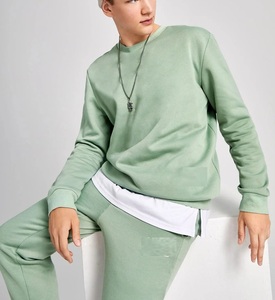 Soft Touch 100% algodón personalizado sudaderas hombres Unisex holgado pantalones de chándal con capucha conjunto de gran tamaño apilado chándal personalizable - Product Image 4