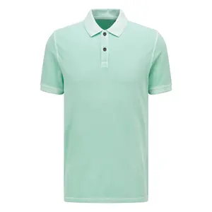 Camiseta polo masculina de algodão com gola dupla e manga curta, camiseta polo clássica de algodão direto da fábrica, 2024