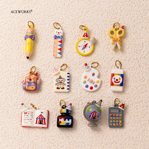 Carnival Classroom | Stainless Steel 18K PVD Gold Plated Hand Painted Jester Stationery Enamel Charm Pendant Waterproof Durable - Product Image 3