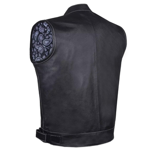 Gilet en cuir de moto léger de haute qualité pour hommes avec logo personnalisé respirant et fermeture à glissière à bas prix - Product Image 3