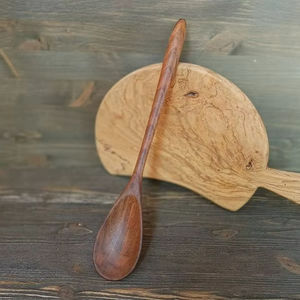 Cuchara de Madera para Servir en la Cocina, Diseño Ecológico, Utensilios de Cocina Desechables Biodegradables con Mangos Largos - Product Image 1