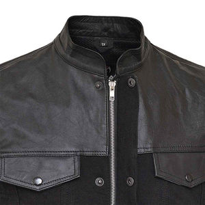 Chaleco de cuero vaquero sin mangas de nuevo diseño, chaleco de estilo motorista con cuello redondo, chaleco de cuero para hombre a prueba de viento nuevo estilo fabricado por Isha Industry - Product Image 5