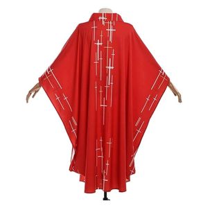 Robe d'église rouge de qualité supérieure pour les pères évêques avec tissu mélangé de coton respirant à coupe traditionnelle - Product Image 2