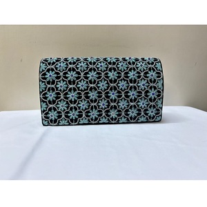 กระเป๋าคลัทช์ผู้หญิงโพลีเอสเตอร์ทนน้ำทำจากกำมะหยี่สีดำน้ำหนักเบากระเป๋าปาร์ตี้สำหรับผู้หญิงพร้อมลูกปัด lapis Lazuli - Product Image 1