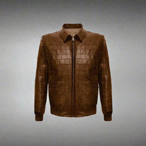 Chaqueta Bomber Vintage de Otoño, 100% Cuero Vacuno Genuino con Diseño Grabado, Cierre de Cremallera Sólido, Sin Tejido - Product Image 5