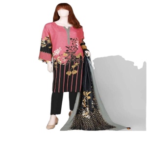 Élégant 3 pièces de haute qualité pour dames brodé coton de pelouse non cousu Salwar Kameez indien pakistanais maître copie séchage rapide tout - Product Image 6