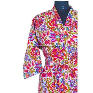 Robe kimono longue vintage en coton biologique 100% pur, matelassée, faite à la main, mode indienne pour les festivals, vêtements de nuit, veste confortable - Product Image 4