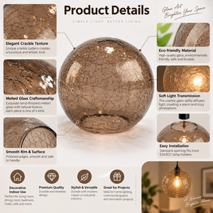 <span class=keywords><strong>Paralume</strong></span> a Globo <span class=keywords><strong>Marrone</strong></span> Premium per Interni, Vetro Fuso Ecologico, Forma Personalizzabile, Facile Installazione - Product Image 4