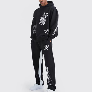 Ensemble de survêtement de haute qualité surdimensionné avec logo imprimé en relief personnalisé, survêtement uni ajusté pour homme - Product Image 6