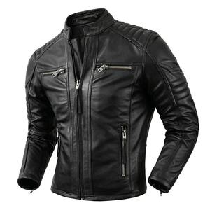 Popular Motor Style Vintage Men's Quality Genuine Leather <b>Jacket</b> Slim 100% Natural Cowhide Coat - Product Image 2