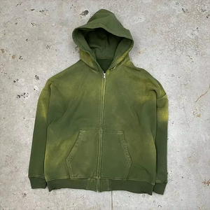 Sweat à capuche vintage 100% coton en éponge française personnalisé pour hommes en détresse délavé à l'acide Vente en gros de haute qualité fabricant Streetwear - Product Image 2