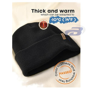 Bonnet homme, bonnet en tricot uni tendance, casquette d'anime, bonnet extensible doux unisexe, bonnet chaud à revers, logo personnalisé imprimé - Product Image 2