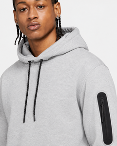 Sudadera con Capucha Gris Claro para Hombre, Corte Regular, Color Sólido, Informal, de Forro Polar, con Bolsillo Delantero, para Otoño 2027 - Product Image 3