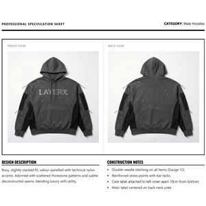 2026 <b>Men</b> Heavyweight <b>Hoodie</b> 500gsm Polyester/Cotton <b>Fleece</b> Rhinestone Embroidered Eco-Friendly Trendy Style Boxy Fit Pullover - Product Image 6