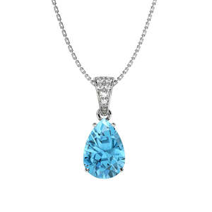 Pendentif en argent sterling 925 CLARA, forme de larme bleu ciel, plaqué rhodium, avec zircone suisse, or rose, cadeau pour femmes et filles - Product Image 1