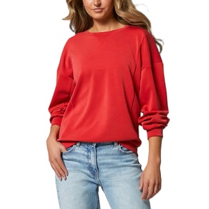 Surdimensionné 100% coton femmes polaire respirant sweat haute qualité Streetwear décontracté manches longues doublure col rond hiver fait - Product Image 4