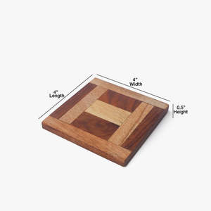 Sous-verres carrés en bois d'acacia Protection pour comptoir et surfaces de table Taille 4 "x 4" - Product Image 3