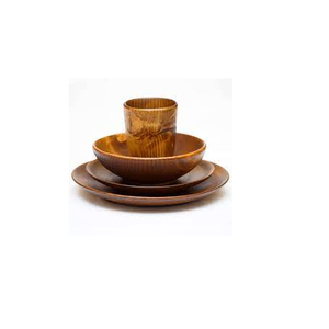 Service de table en bois d'acacia, assiettes rondes en bois léger pour les plats, collation, Dessert, artisanat naturel et produit Offre Spéciale - Product Image 2