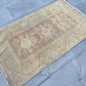 Vintage Rug, 2.5x4.3 ft Turkish Rug, <b>Brown</b> <b>Wool</b> Rug - Product Image 3