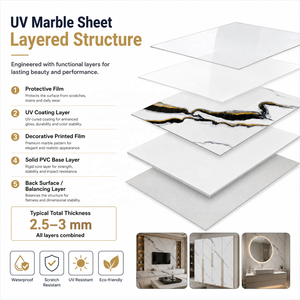Panneau mural en PVC brillant minimaliste MORLENX, effet marbre <span class=keywords><strong>blanc</strong></span>, <span class=keywords><strong>noir</strong></span> <span class=keywords><strong>et</strong></span> or UV, pour salon <span class=keywords><strong>et</strong></span> <span class=keywords><strong>mur</strong></span> d'accent d'hôtel - Product Image 3