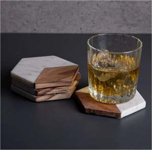 Luxury white brown <b>wood</b> <b>coaster</b> wholesale usage hotel room restaurant office new collection <b>coasters</b> hot selling made in India - Product Image 2