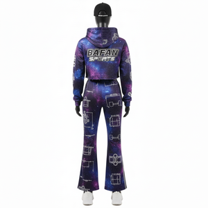 ชุดวอร์มผู้หญิง ผ้าโพลีเอสเตอร์ผสมสแปนเด็กซ์ คุณภาพสูง 280 GSM ผ้าฟลีซเนื้อนุ่ม ลายพิมพ์กาแล็กซี่ เสื้อฮู้ด กางเกงขายาว รับสกรีนโลโก้ ไซส์พลัส - Product Image 2