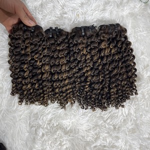 Top Hair <b>Bundle</b> Fumi Super Double Drawn Virgin Cuticle Aligned Human Hair Pixie <b>Curly</b> <b>Bundles</b> with Lace Frontal Closure Raw Hair - Product Image 2