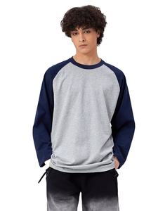 Raglan เสื้อยืดผู้ชายทูโทนผ้าฝ้ายไฮสตรีทแขนยาวแห้งเร็วพิมพ์ลาย - Product Image 5