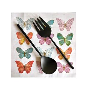 High Quality Metal Stainless Steel <b>Black</b> Salad Server or Salad Spoons For Home And Restaurant Flatware Modern Serving Set - Product Image 2